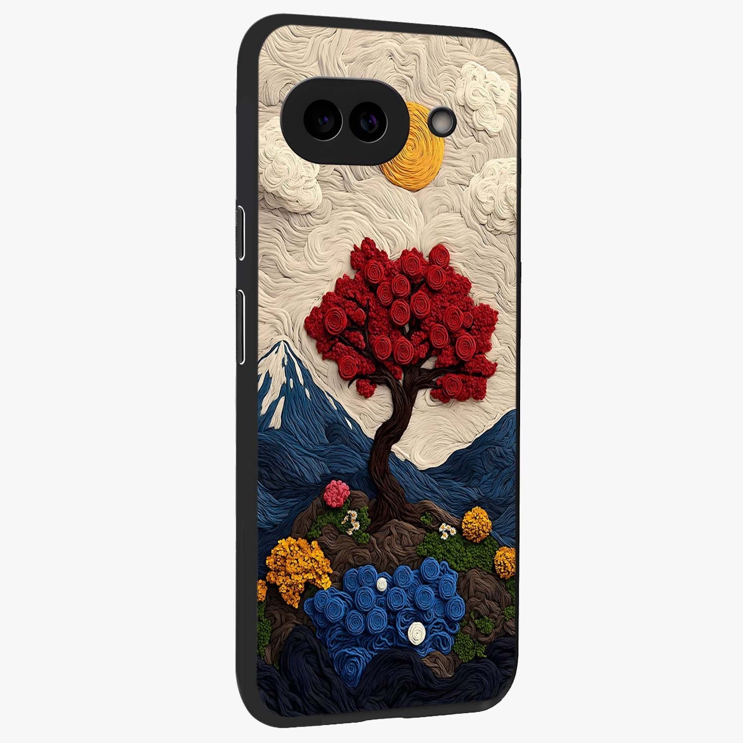 Eternal Nature Tapestry Glass Case upright view showcasing elegant nature tapestry design with decorative style.