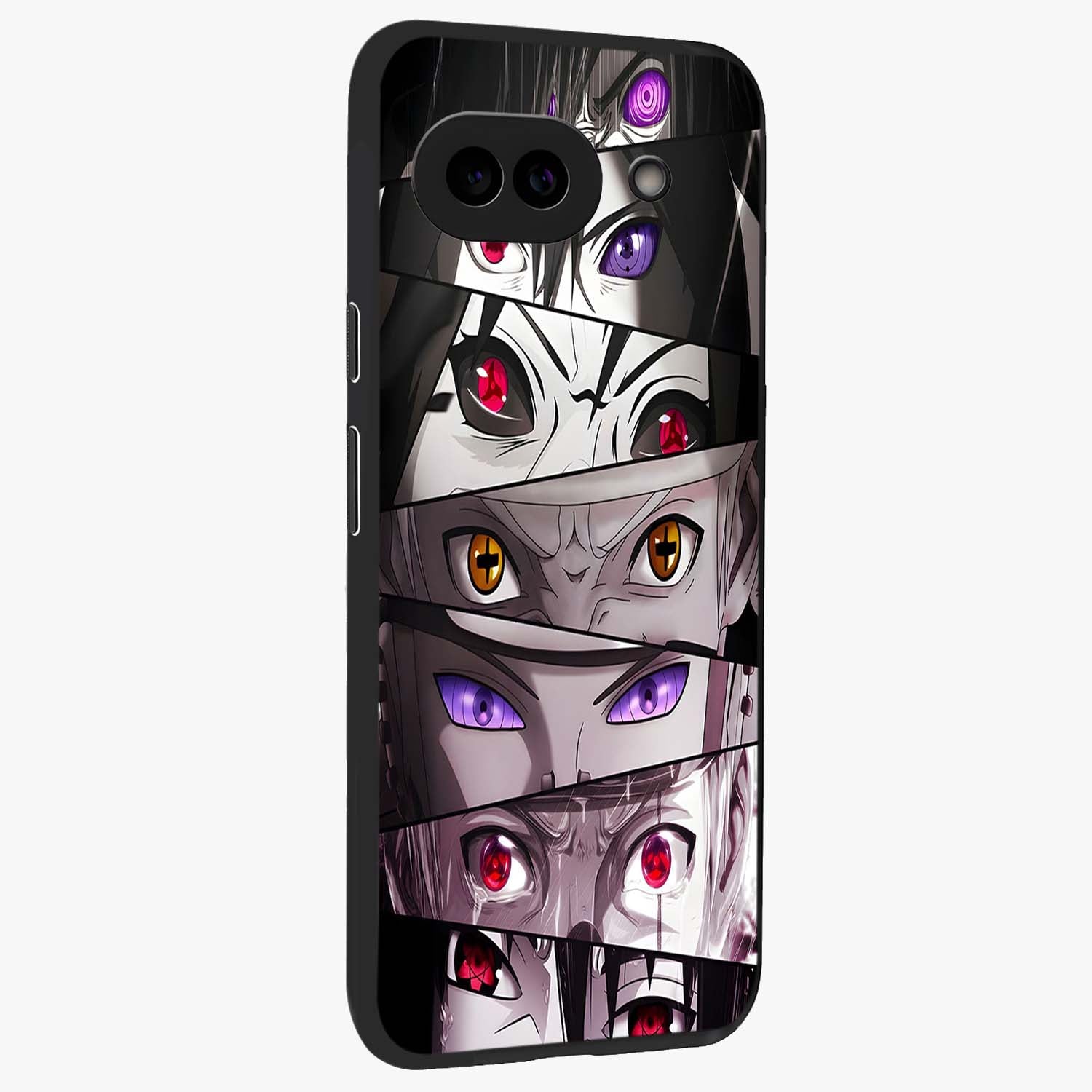 Eyes of Destiny Glass Case upright view showcasing symbolic eye artwork with dramatic artistic theme.