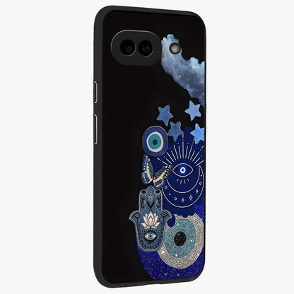 Galactic Charm Cluster Glass Case upright view showcasing glowing cosmic charm artwork with magical celestial style.
