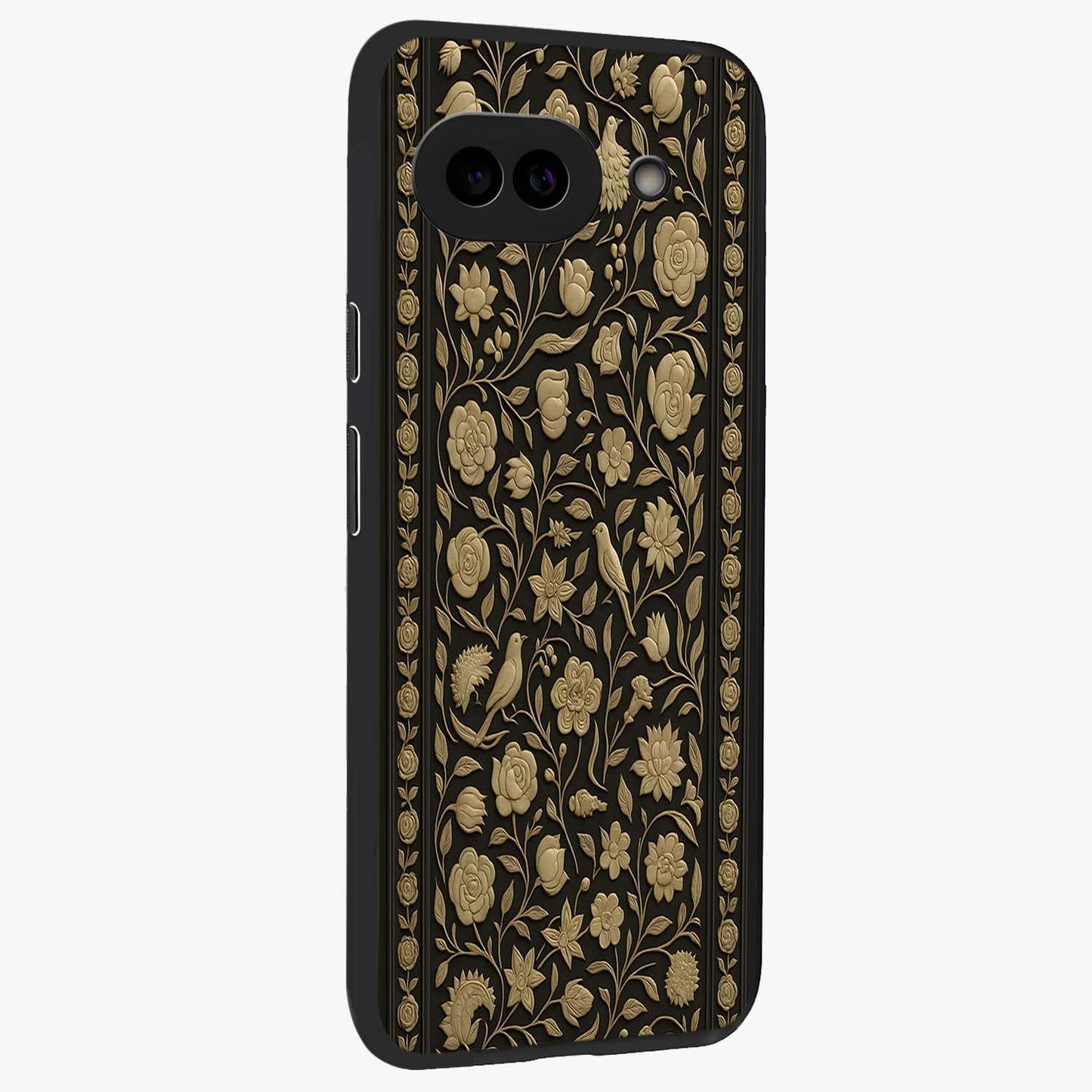 Golden Evil Eye Mandala Glass Case upright view showcasing decorative evil eye mandala artwork with spiritual aesthetic style.