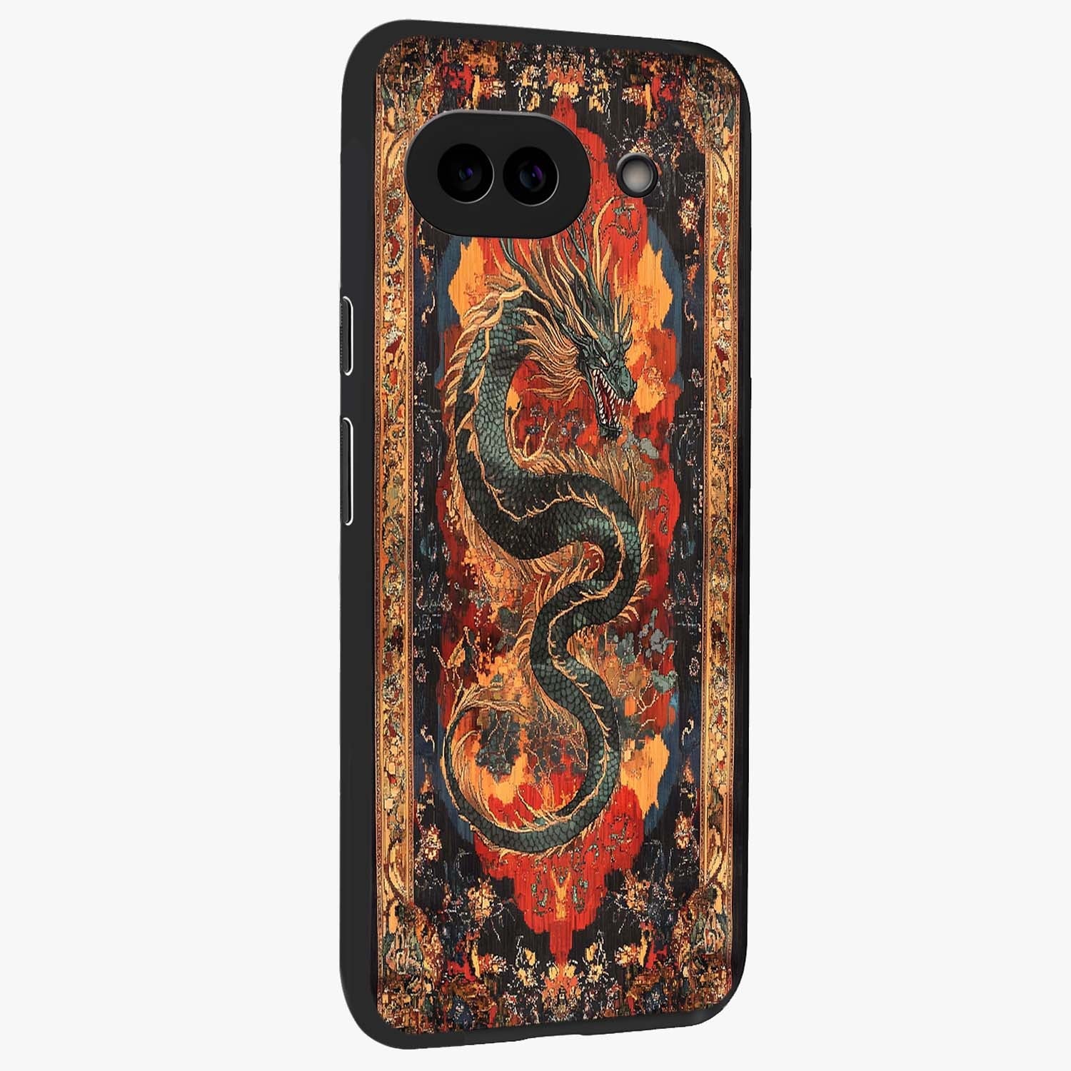 Inferno Dragon Soul Glass Case upright view showcasing intense dragon artwork with fantasy fire theme.