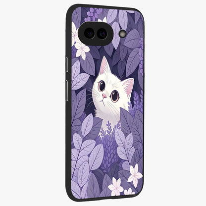 Lilac Hide Peek Cat Glass Case upright view showcasing charming cat artwork with adorable peek theme.
