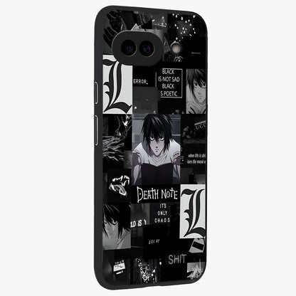 Midnight Chaos Mind Glass Case upright view showcasing expressive abstract artwork with bold dark theme.