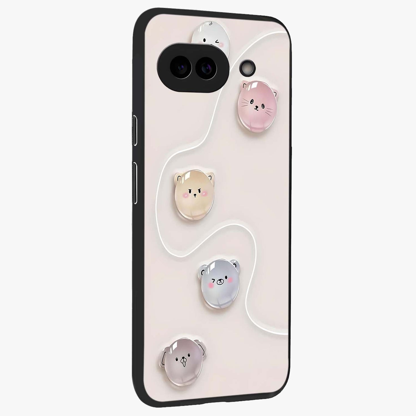 Puffy Face Parade Glass Case upright view showcasing adorable character artwork with cheerful animated theme.