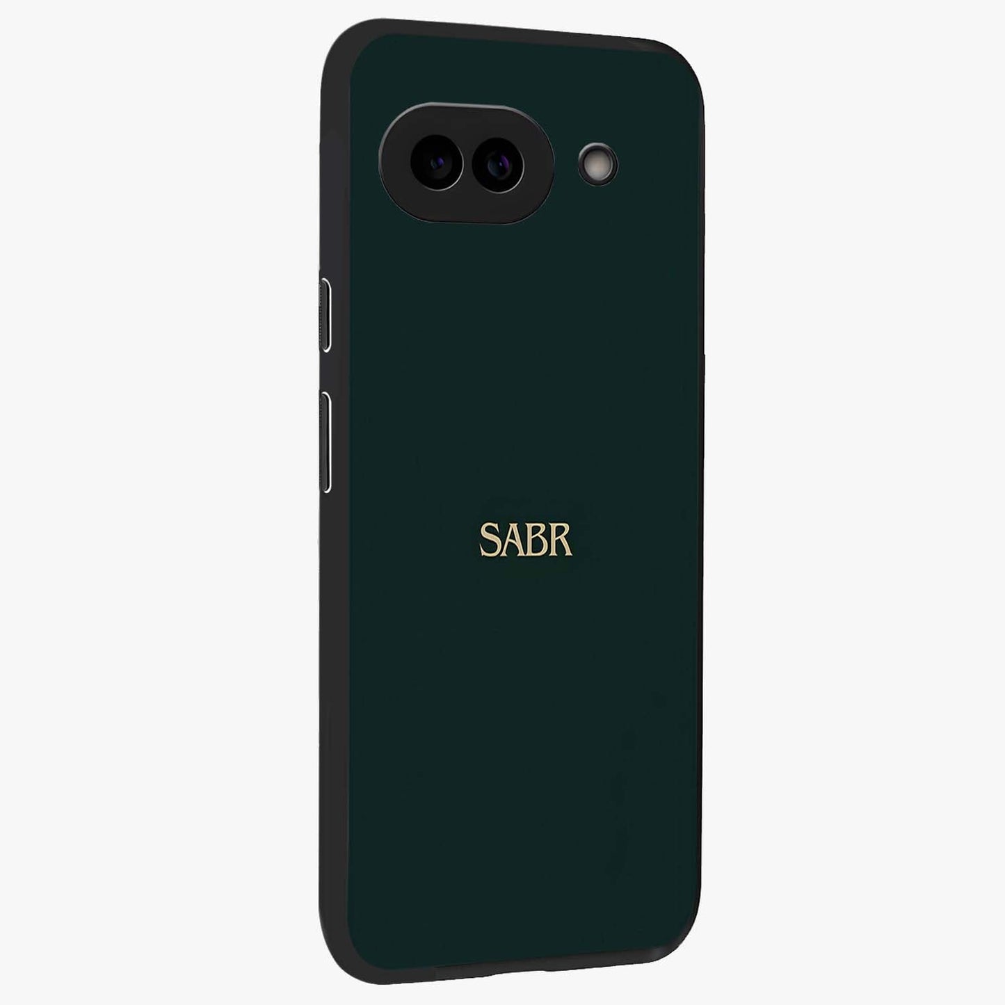 Sabr Minimal Patience Glass Case upright view showcasing calm minimalist artwork with motivational patience theme.