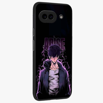 Shadow Monarch Awakening Glass Case upright view showcasing bold monarch artwork with mystical awakening theme.