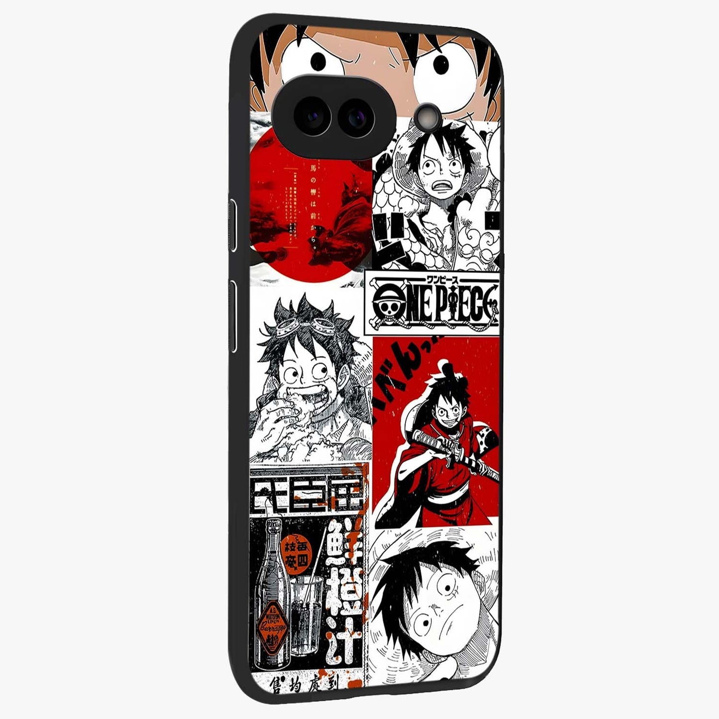 Strawhat Chaos Panels Glass Case upright view showcasing energetic anime artwork with bold adventure theme.