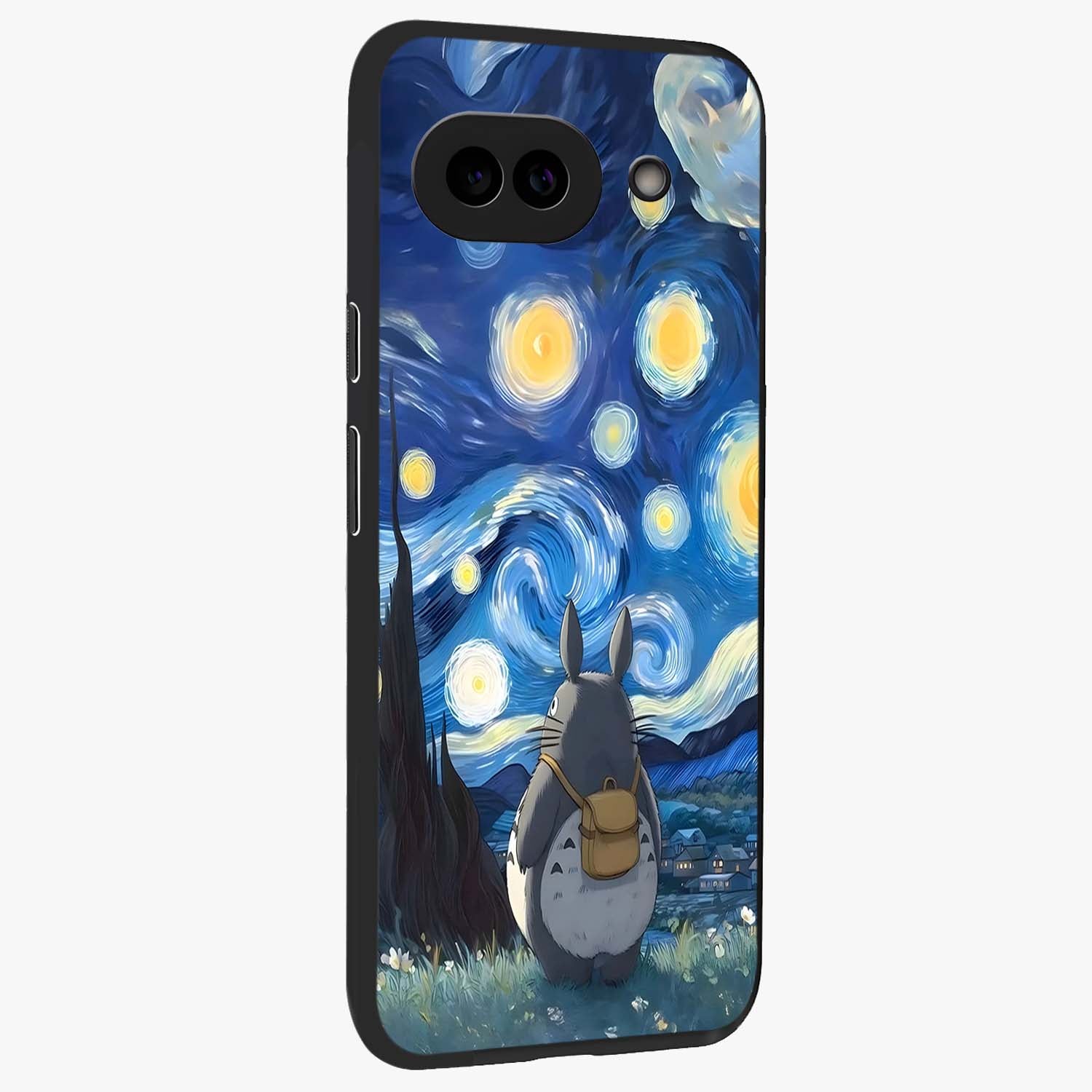 Totoro In Van Gogh Art Glass Case upright view showcasing creative character artwork with painterly artistic theme.