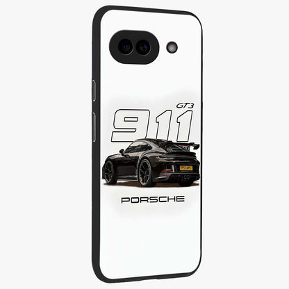 Turbo Legacy Icon Glass Case upright view showcasing bold racing inspired artwork with classic car theme.