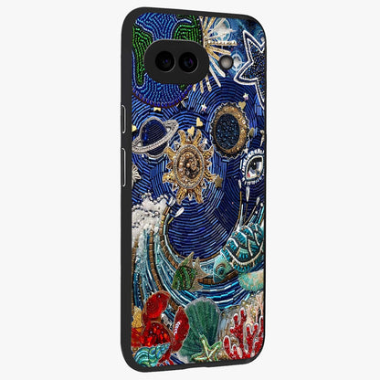 Universe Underwater Spark Glass Case upright view showcasing magical underwater galaxy artwork with vibrant cosmic theme.