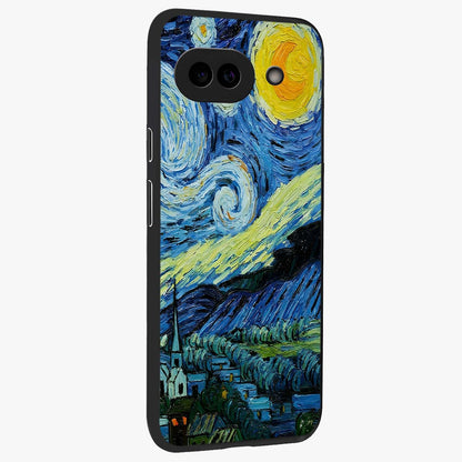 Van Gogh Art Glass Case upright view showcasing expressive painting style artwork with timeless artistic theme.