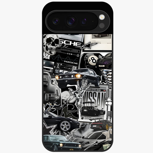 Aesthetic Dark Love Glass Case showing flat back view with dark romantic artwork and glossy glass finish.