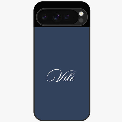 Blue Background Personalized Custom Name Glass Case showing flat back view with minimal blue background and custom name design.