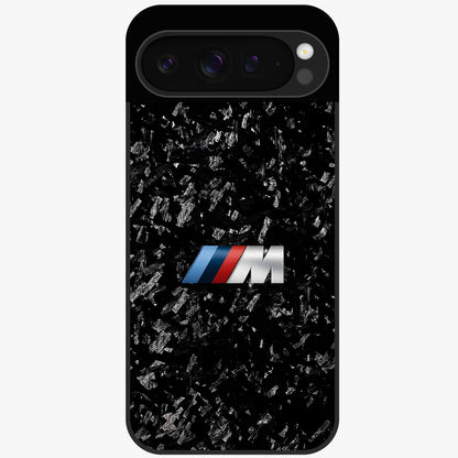 Carbon Speed Mark Glass Case showing flat back view with sporty carbon pattern artwork and glossy glass finish.