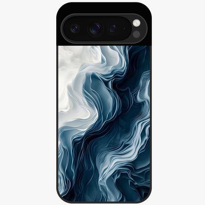Ethereal Paper Marble Glass Case showing flat back view with soft marble paper texture artwork and glossy glass finish.