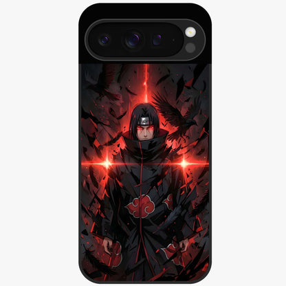Focused Blade Discipline Glass Case showing flat back view with warrior sword themed artwork and glossy glass finish.