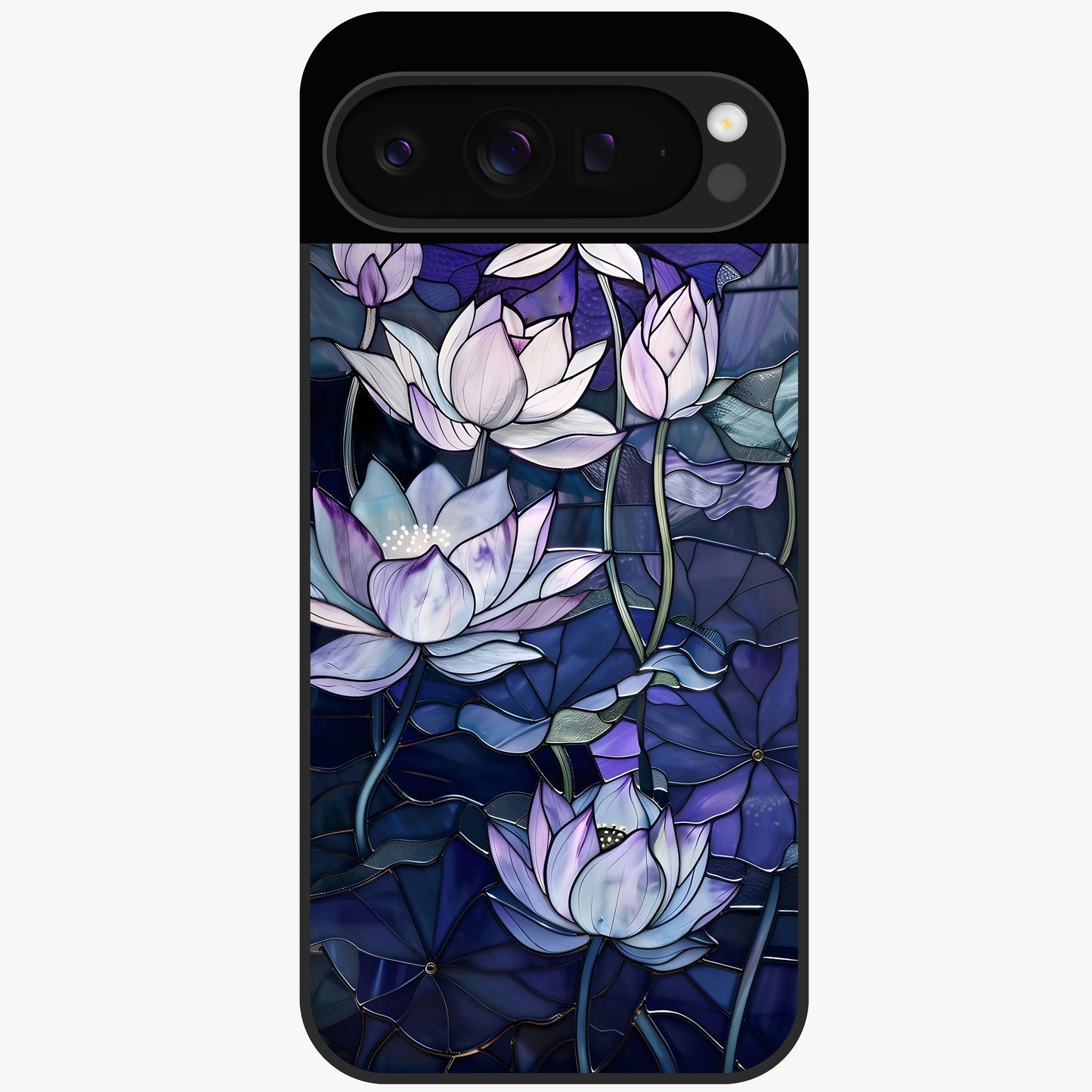Gloss Petal Rush Glass Case showing flat back view with glossy flower petal artwork and smooth glass finish.