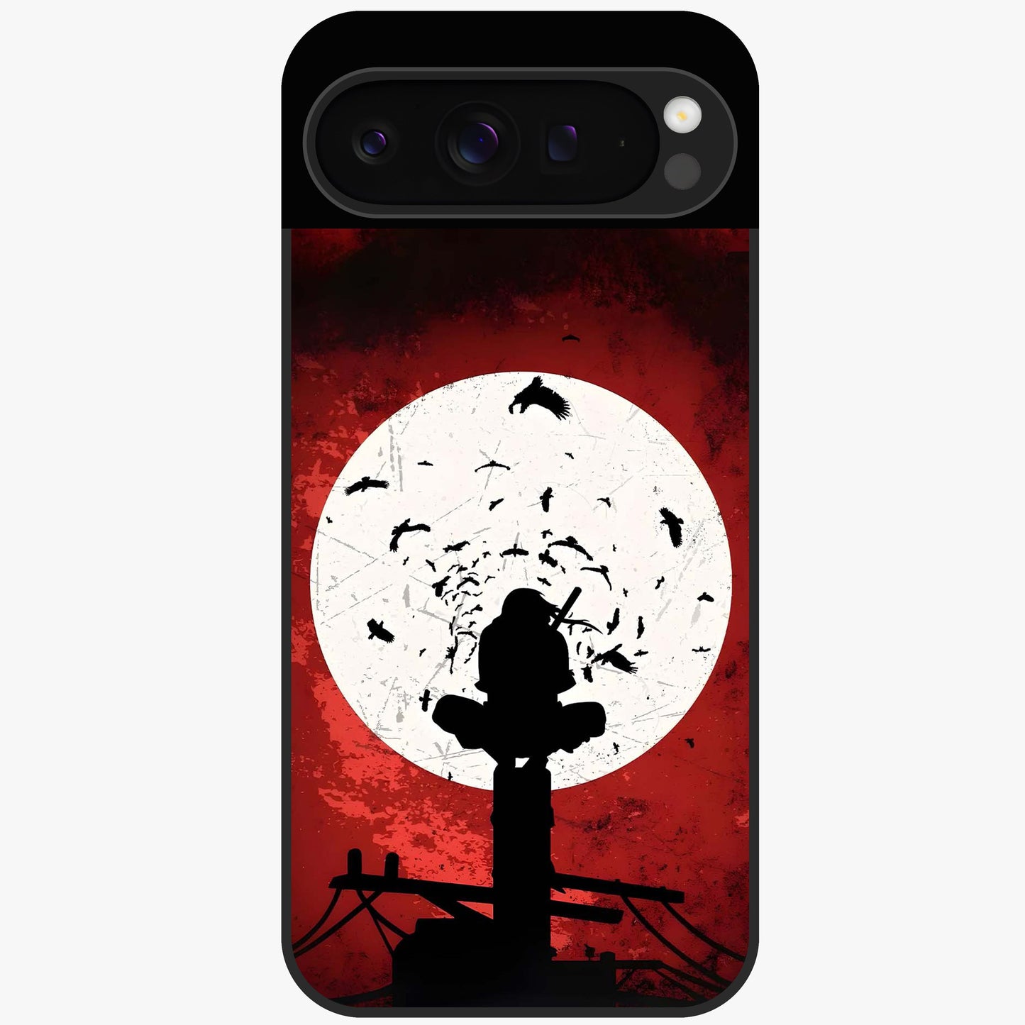 Itachi Limited Edition Naruto Anime Glass Case showing flat back view with iconic anime character artwork and glossy glass finish.