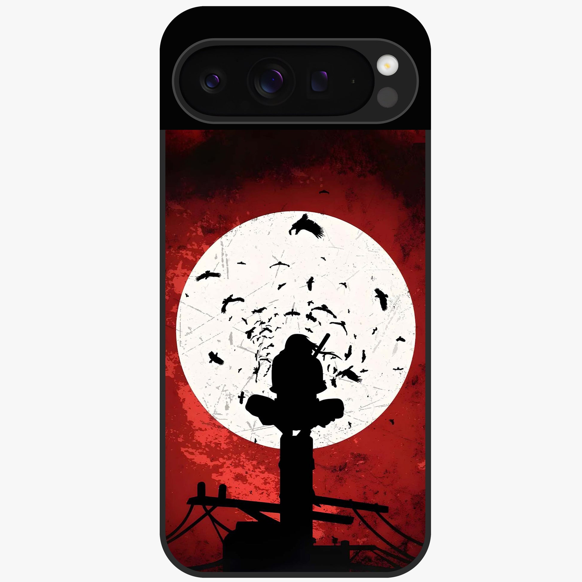 Itachi Limited Edition Naruto Anime Glass Case showing flat back view with iconic anime character artwork and glossy glass finish.