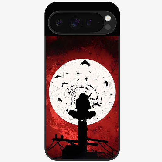 Itachi Limited Edition Naruto Anime Glass Case showing flat back view with iconic anime character artwork and glossy glass finish.
