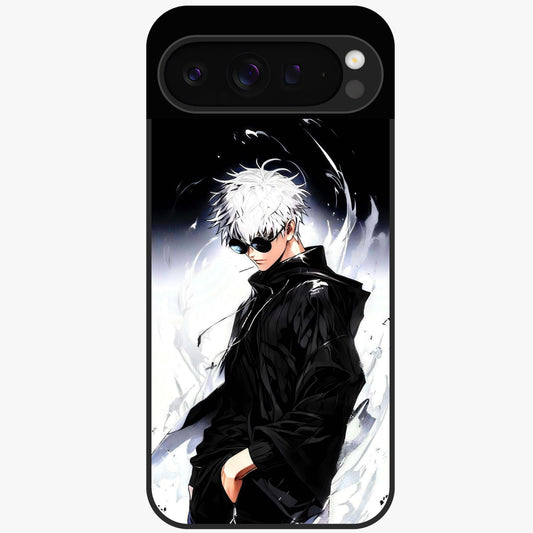 Limitless Shadow King Glass Case showing flat back view with powerful shadow warrior artwork and glossy glass finish.