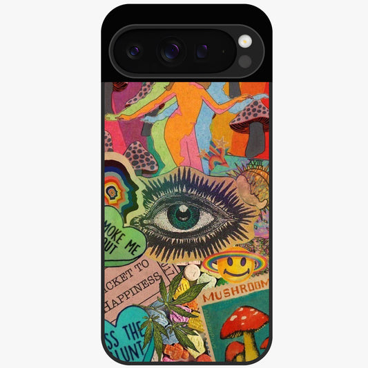 Mystic Eye Wonderland Glass Case showing flat back view with mystical eye themed artwork and glossy glass finish.