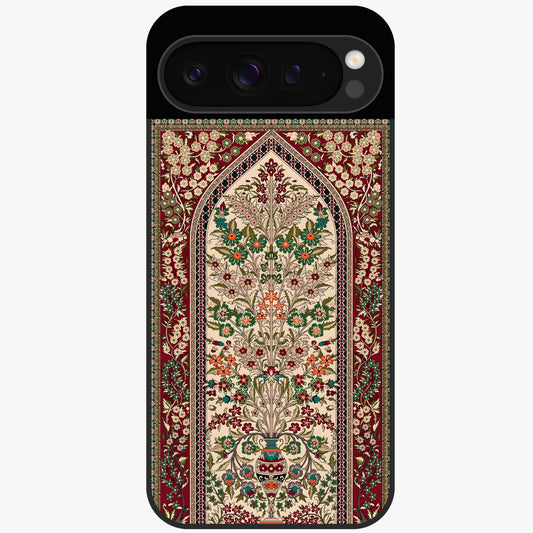 Persian Inspired Glass Case showing flat back view with ornate Persian style pattern artwork and glossy glass finish.