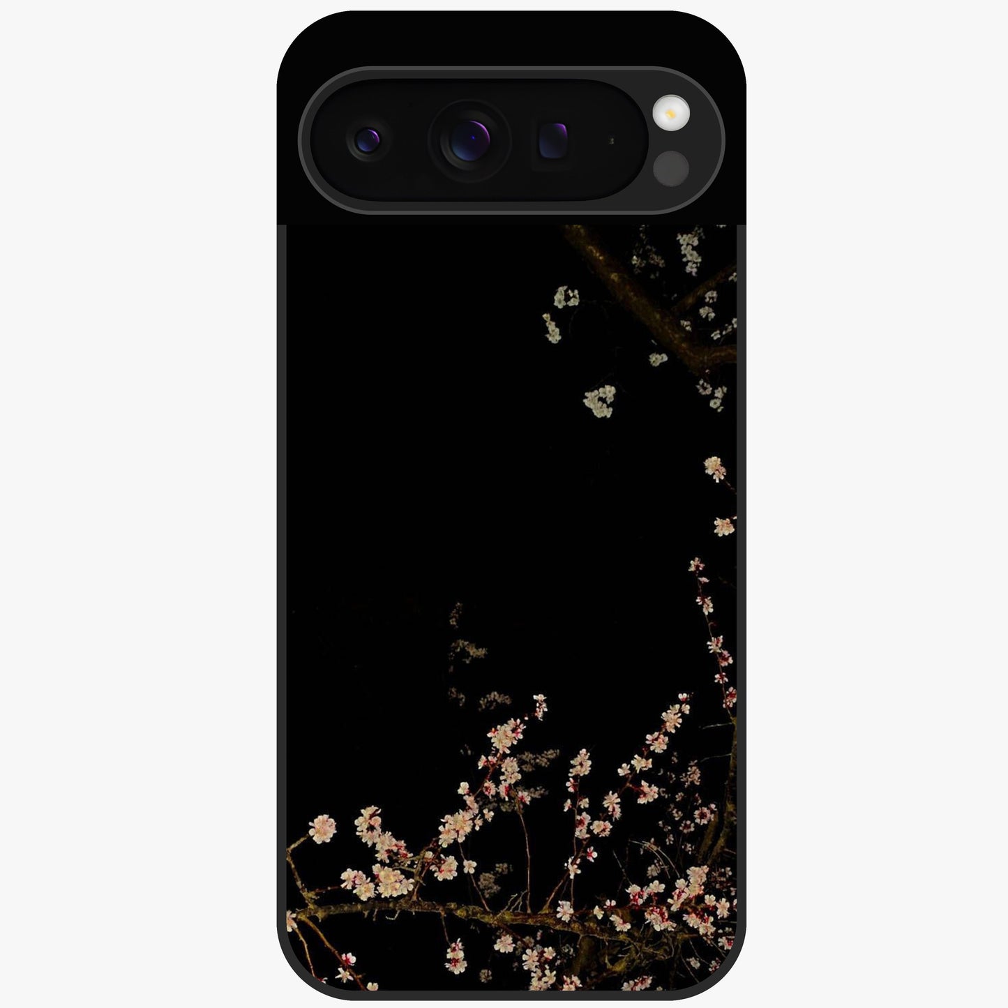Petal Moon Light With Custom Name Glass Case showing flat back view with floral moonlight artwork and personalized name design.
