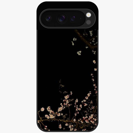 Petal Moon Light With Custom Name Glass Case showing flat back view with floral moonlight artwork and personalized name design.
