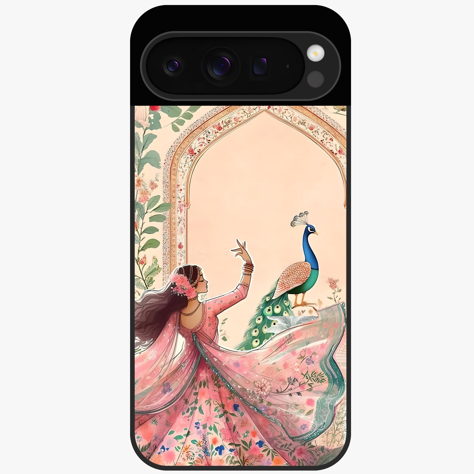 Royal Grace Muse Glass Case showing flat back view with elegant artistic artwork and glossy glass finish.