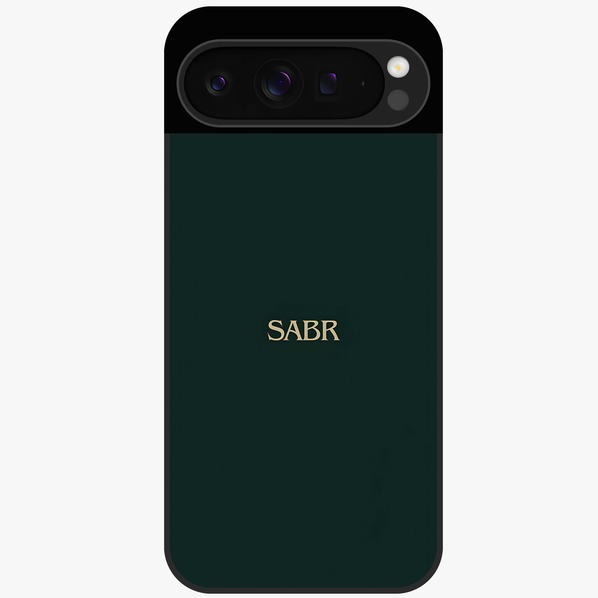 Sabr Minimal Patience Glass Case showing flat back view with minimalist typography artwork and glossy glass finish.