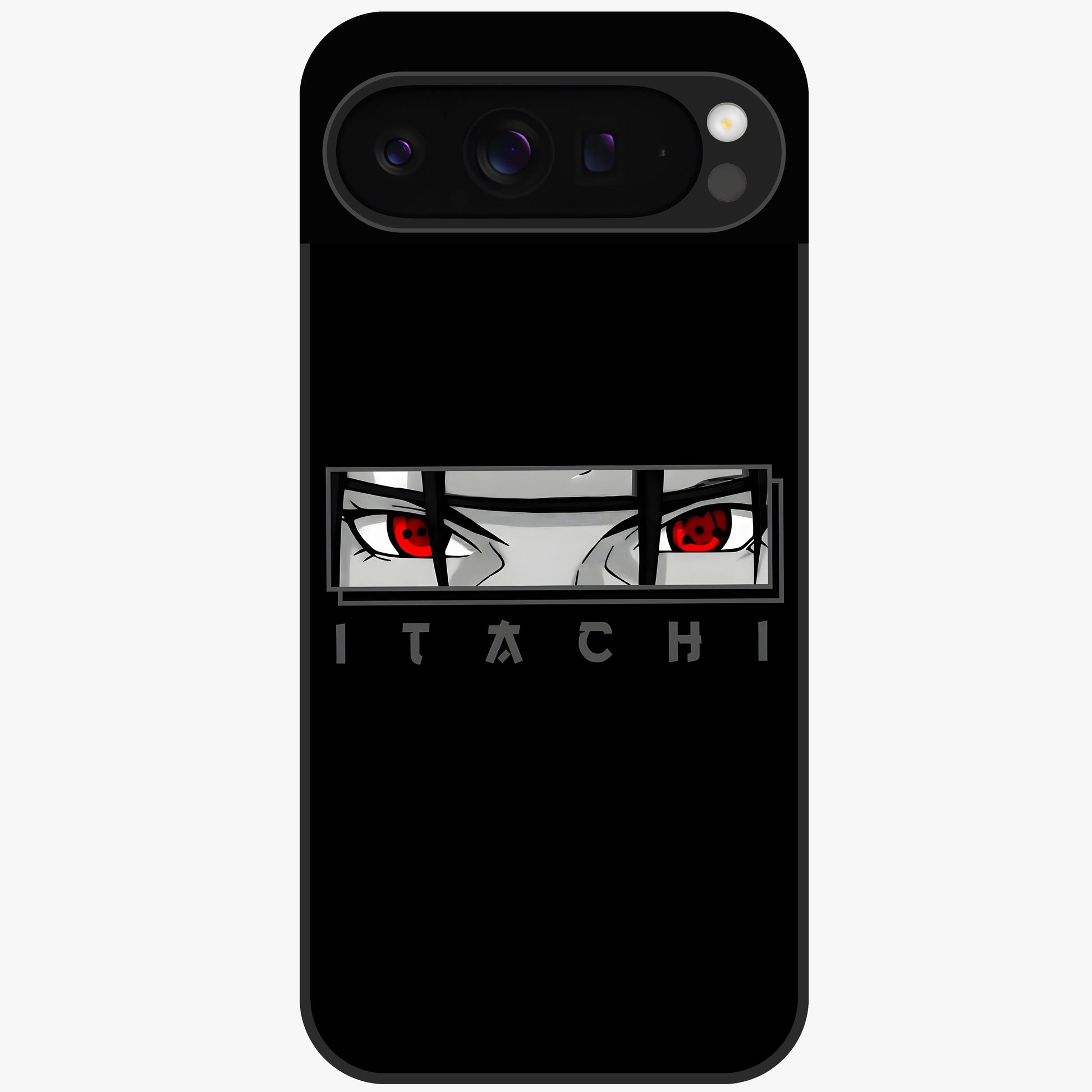 Scarlet Gaze Dominance Glass Case showing flat back view with striking red themed artwork and glossy glass finish.