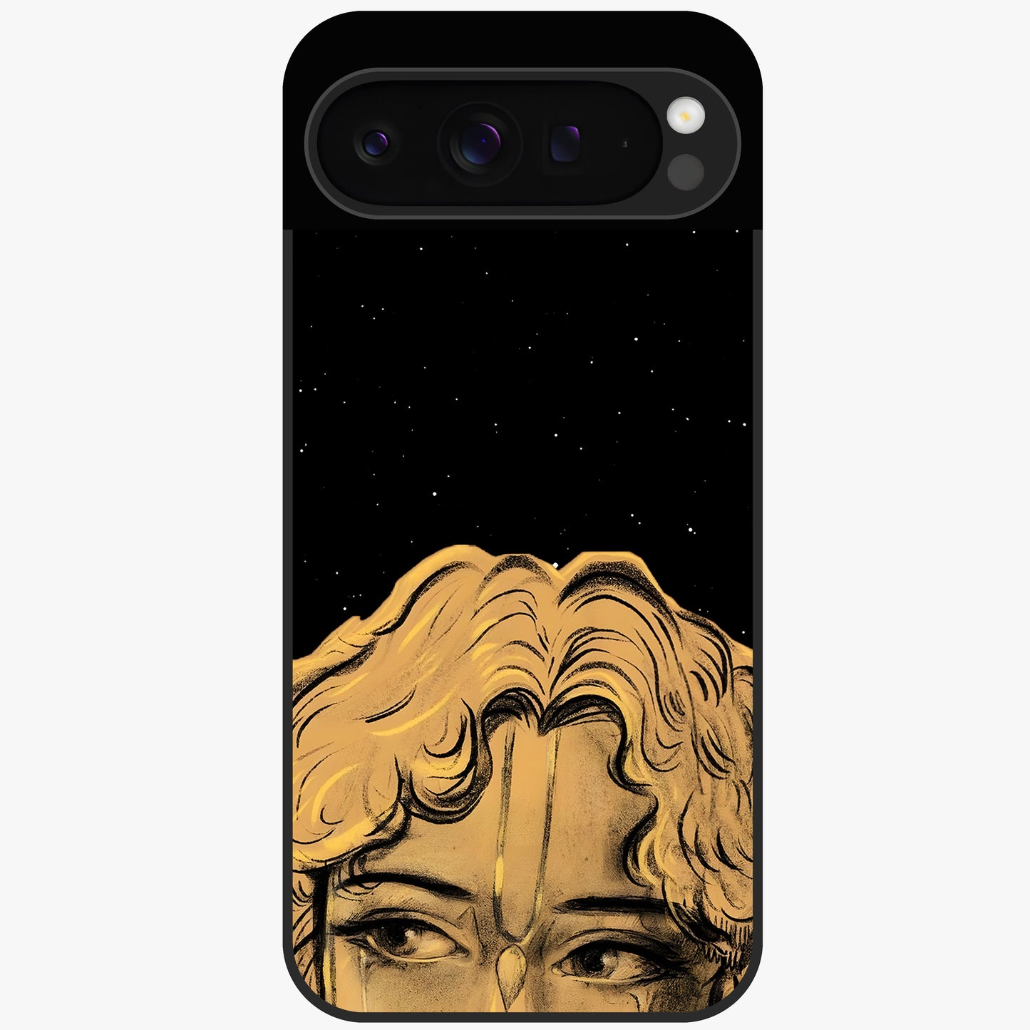 Shri Krishna Art Glass Case showing flat back view with devotional Krishna artwork and glossy glass finish.