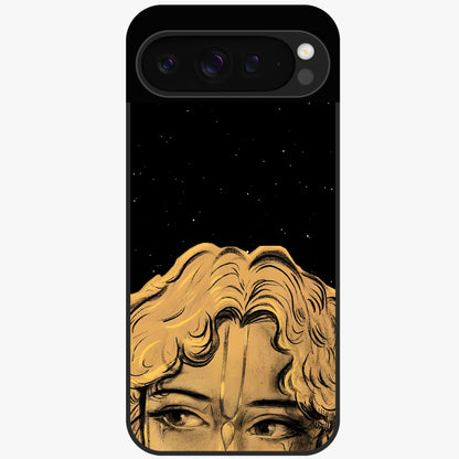 Shri Krishna Art Glass Case showing flat back view with devotional Krishna artwork and glossy glass finish.