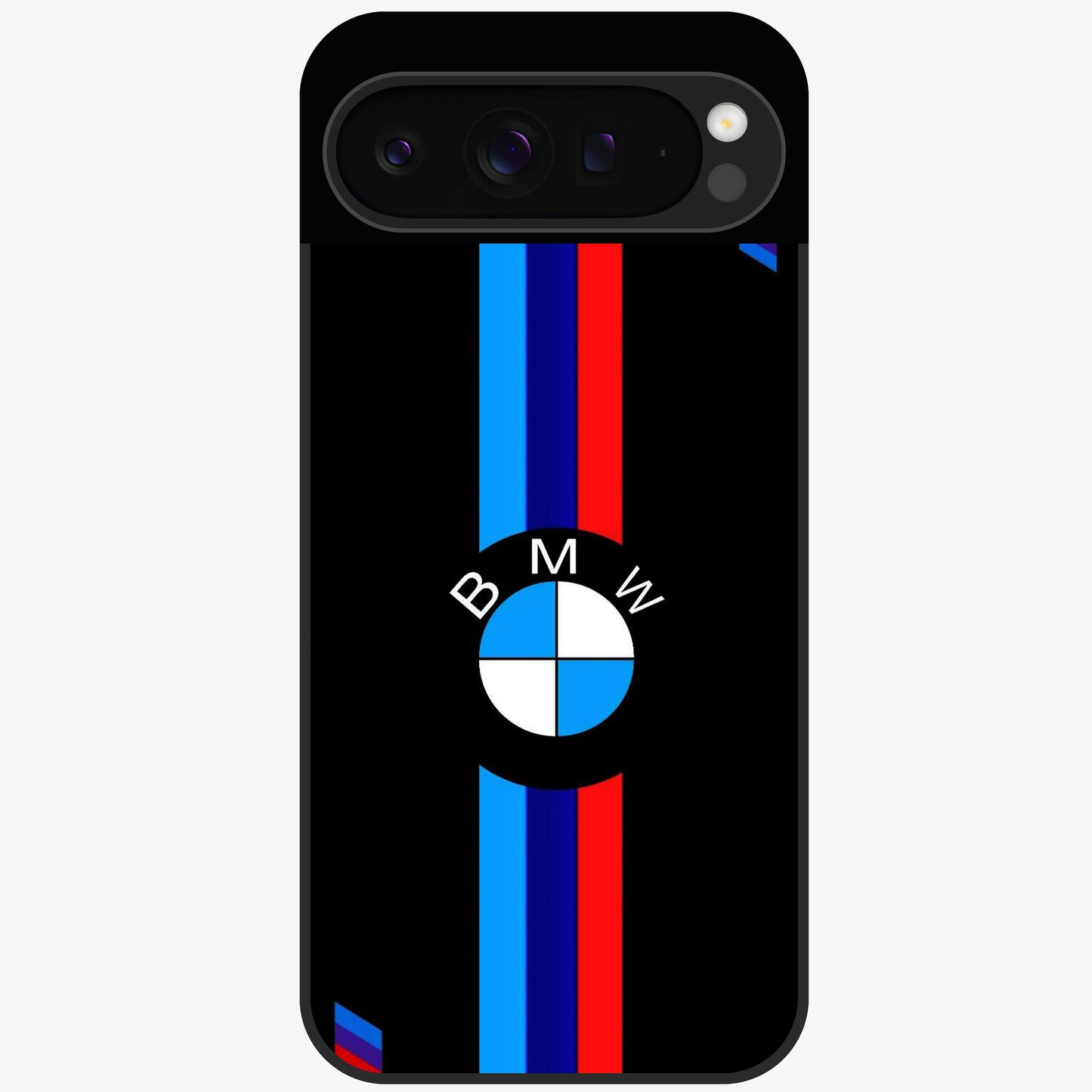 Turbo BMW Beast Glass Case showing flat back view with high performance sports car artwork and glossy glass finish.