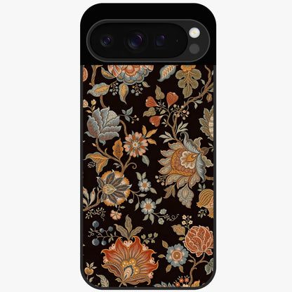 Vintage Floral Dream Glass Case showing flat back view with classic floral artwork and glossy glass finish.