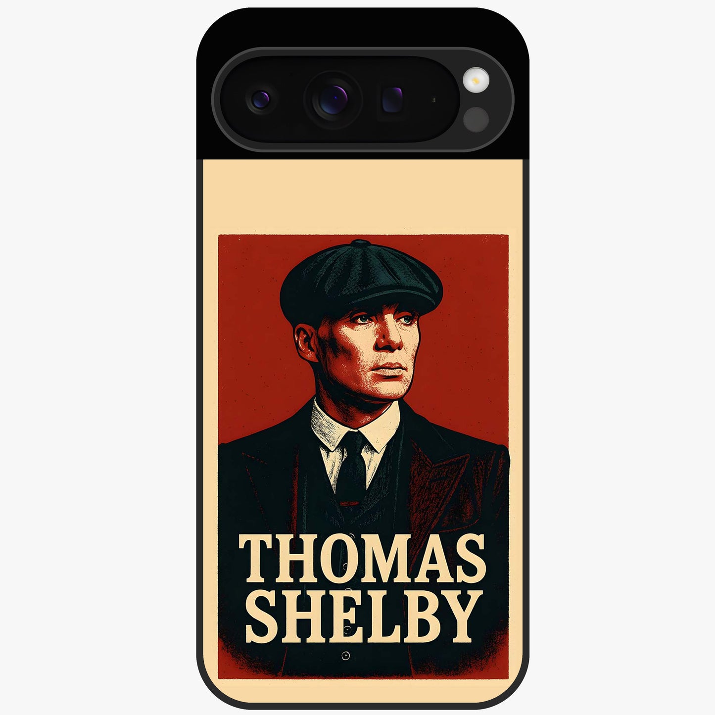 Vintage Mafia Authority Glass Case showing flat back view with bold vintage mafia inspired artwork and glossy glass finish.
