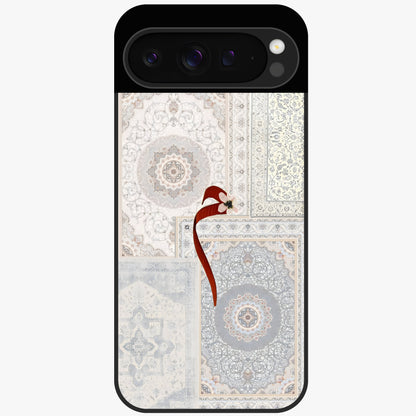 White Aesthetic Bow Glass Case showing flat back view with minimal bow artwork and glossy glass finish.