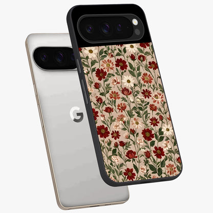 Biege Flower With Leaf Glass Case displayed in angled mockup highlighting minimal floral leaf design and elegant aesthetic.