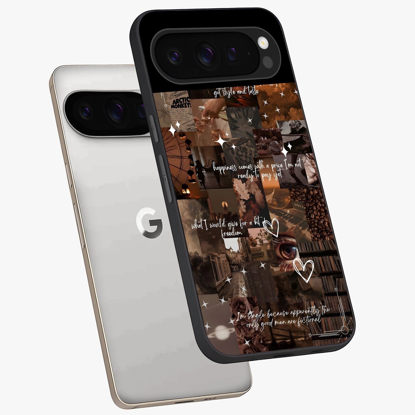 Bittersweet Aesthetic Chaos Glass Case displayed in angled mockup highlighting expressive abstract artwork and edgy aesthetic theme.