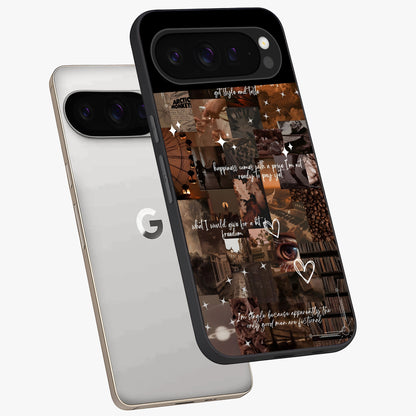 Bittersweet Aesthetic Chaos Glass Case displayed in angled mockup highlighting expressive abstract artwork and edgy aesthetic theme.