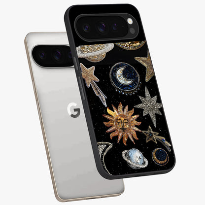 Celestial Gem Constellations Glass Case displayed in angled mockup highlighting gemstone inspired constellation design.