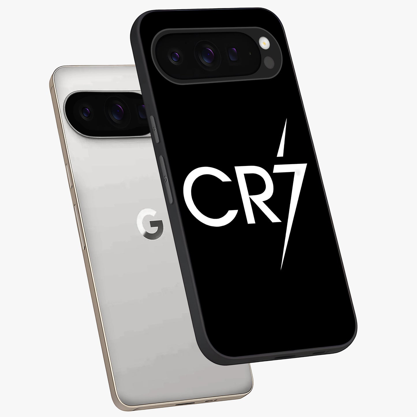 Cr7 Elite Strike Glass Case displayed in angled mockup highlighting powerful sports graphic with bold athletic theme.