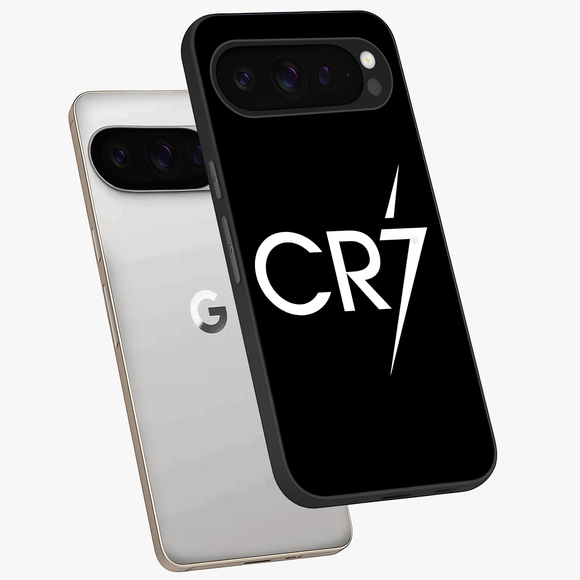 Cr7 Elite Strike Glass Case displayed in angled mockup highlighting powerful sports graphic with bold athletic theme.