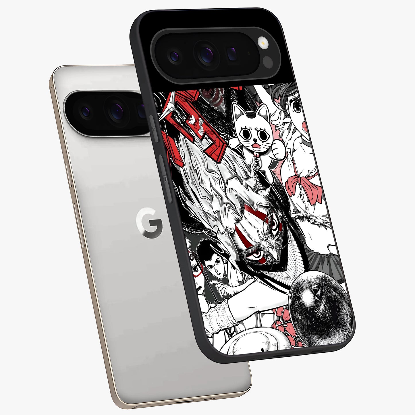 Crimson Chaos Panel Glass Case displayed in angled mockup highlighting chaotic panel style design with modern graphic theme.