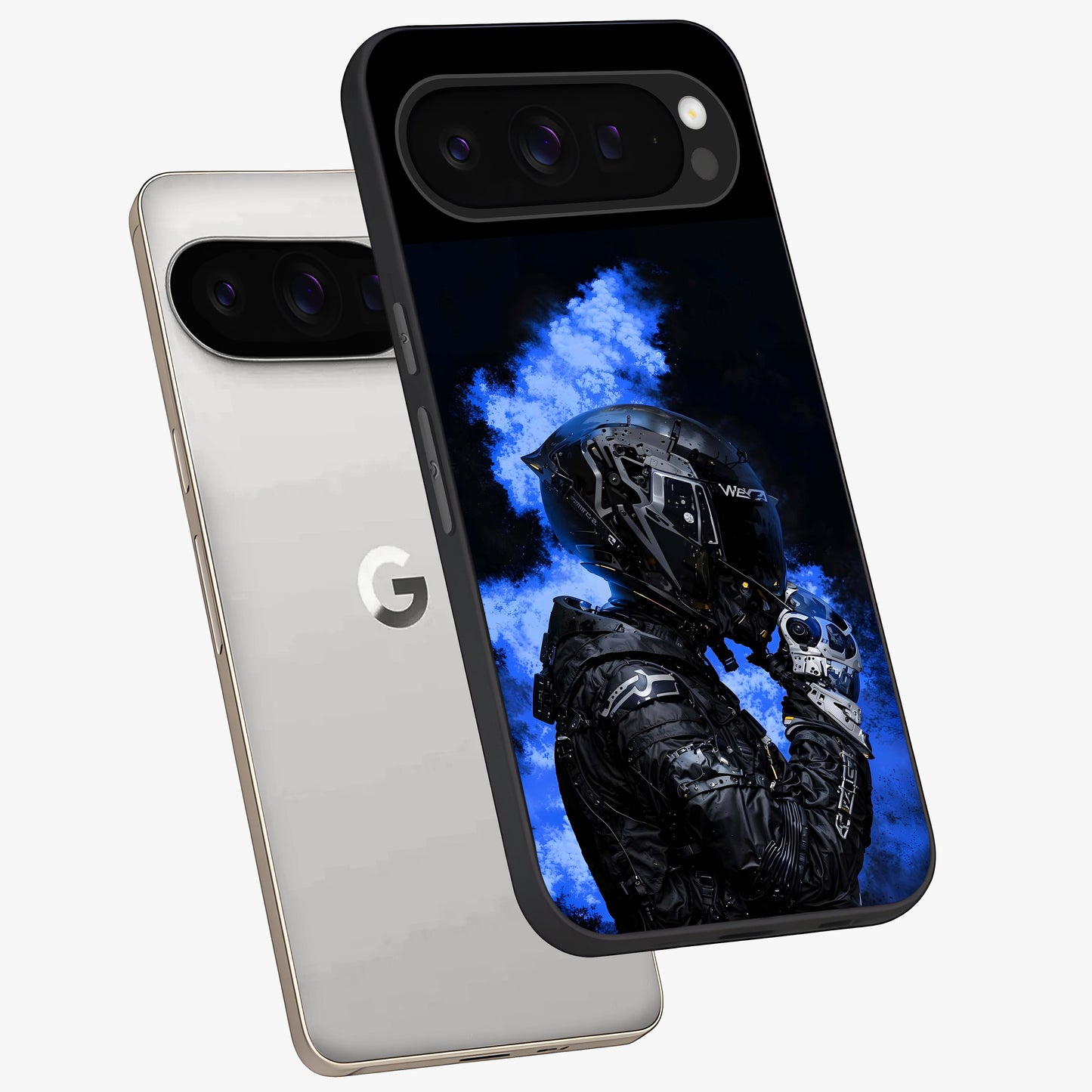 Cyber Sentinel Protocol Glass Case displayed in angled mockup highlighting digital cyber design with sci-fi aesthetic style.