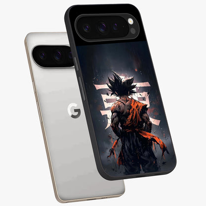 Dark Warrior In Rain Glass Case displayed in angled mockup highlighting dramatic warrior illustration with dark rain aesthetic.