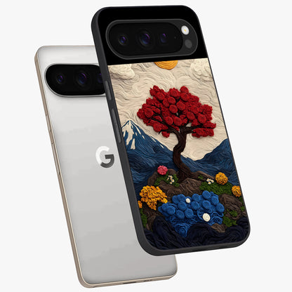 Eternal Nature Tapestry Glass Case displayed in angled mockup highlighting detailed botanical pattern with artistic aesthetic.