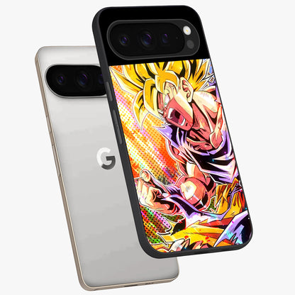 Firing Goku Glass Case displayed in angled mockup highlighting dynamic anime character design with action aesthetic.