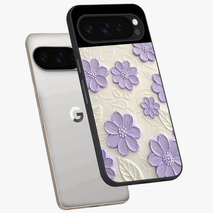 Floral Wall Art With Purple Flowers Glass Case displayed in angled mockup highlighting vibrant purple floral illustration with artistic aesthetic.